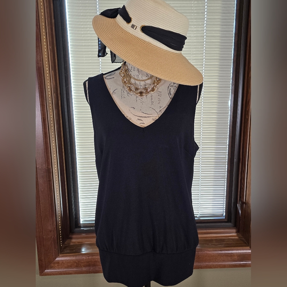 Boston Proper Black V-Neck Tank Top